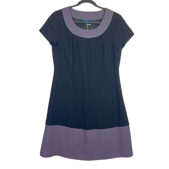 NEW Boden Colorblock Wool Midi Dress 12R Black Gray Short Sleeve Retro - Picture 1 of 11